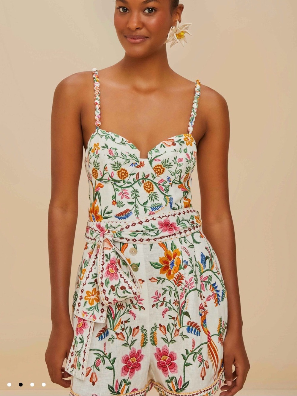 Farm Rio Off-White Delicate Forest Romper - Picture 2 of 4